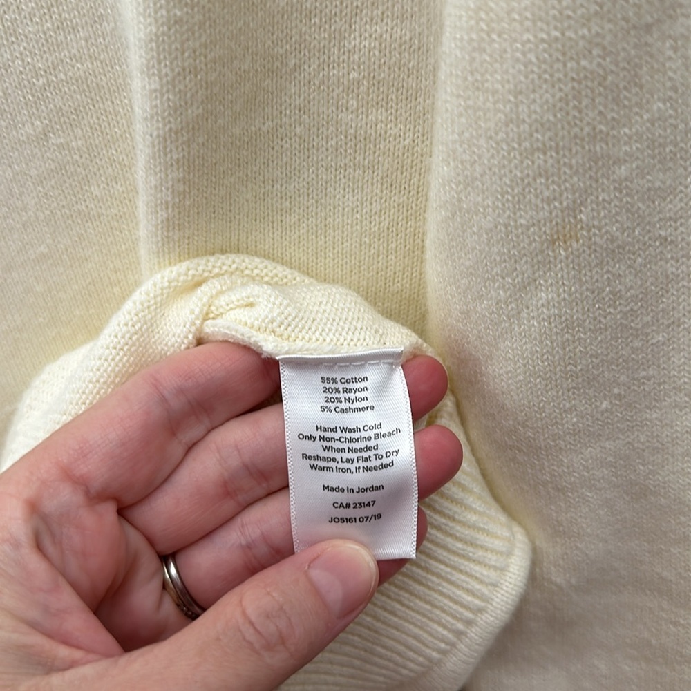 Talbots Cream Cotton Cashmere Blend Sweater - Picture 4 of 5